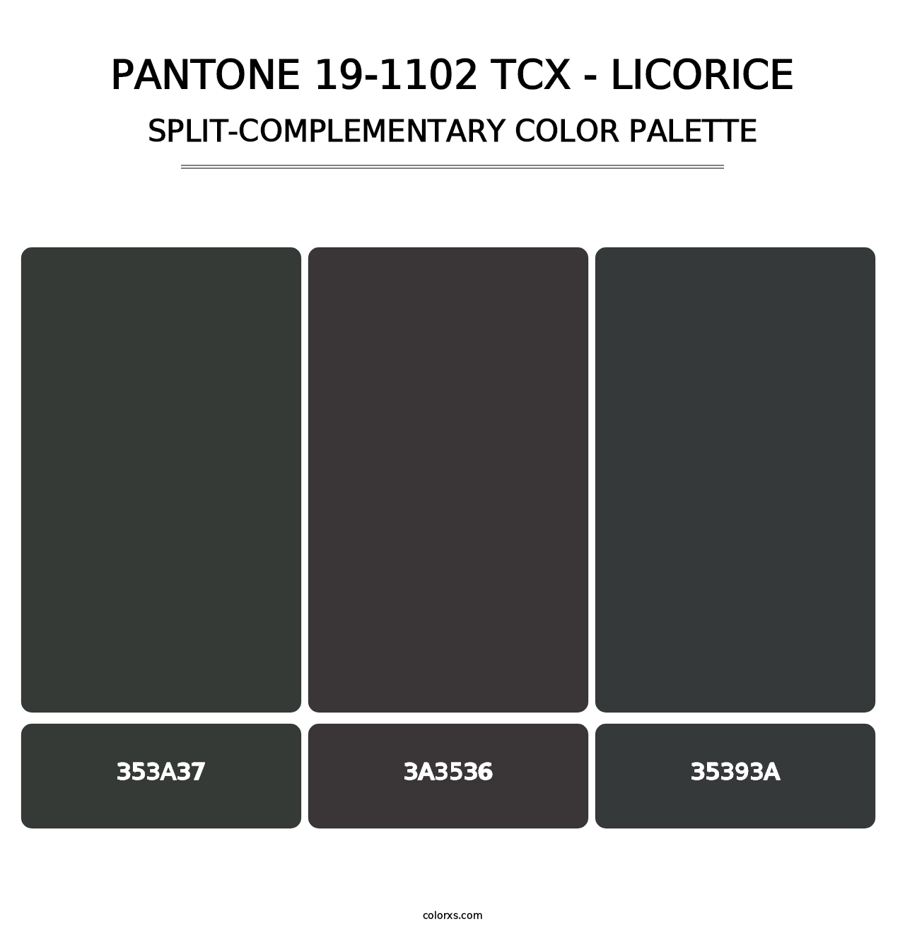 PANTONE 19-1102 TCX - Licorice - Split-Complementary Color Palette