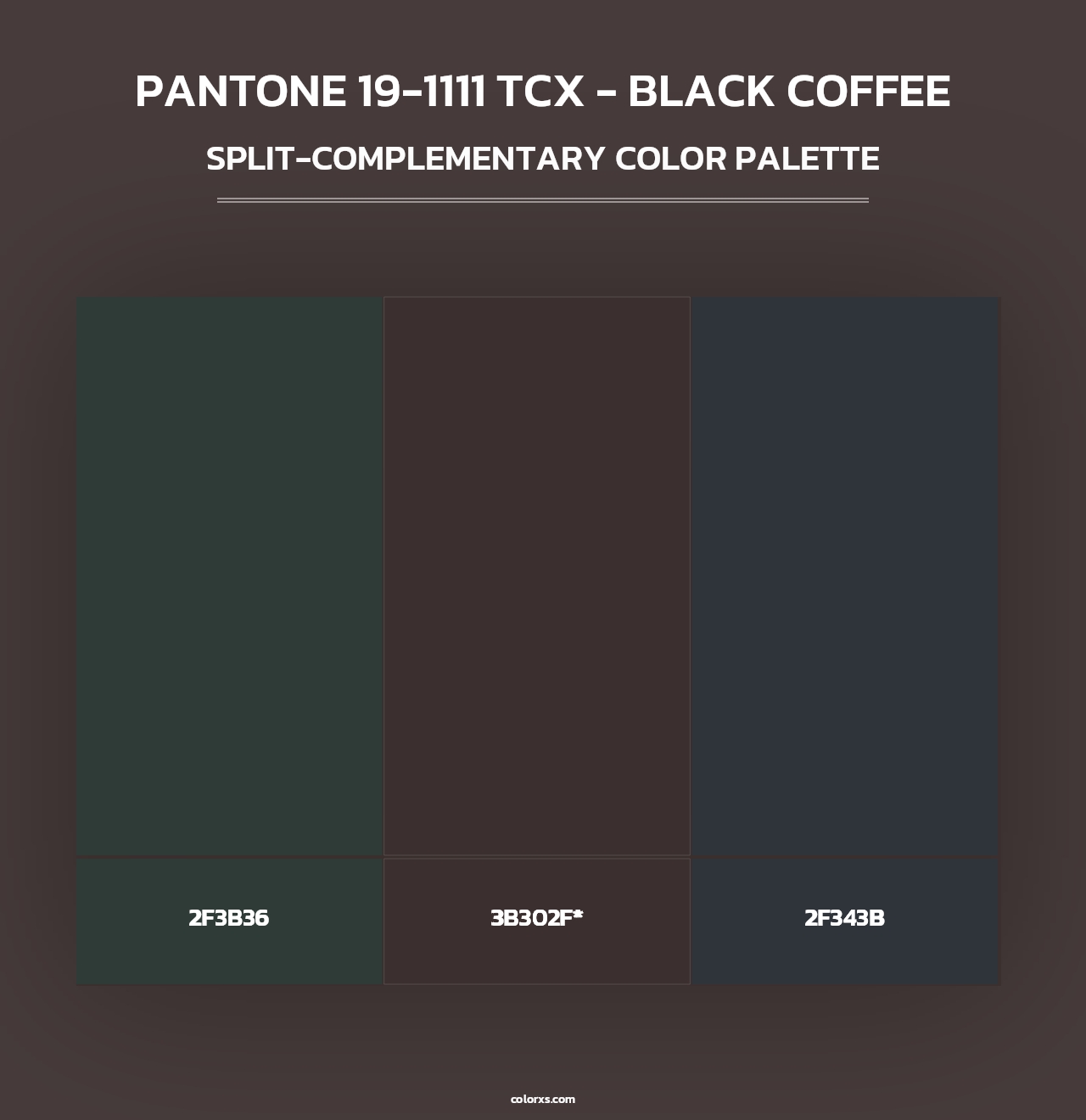 PANTONE 19-1111 TCX - Black Coffee - Split-Complementary Color Palette