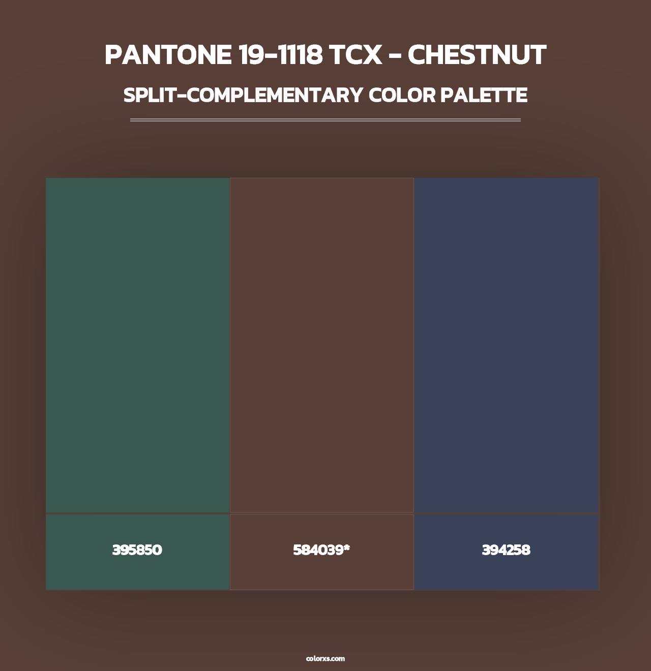 PANTONE 19-1118 TCX - Chestnut - Split-Complementary Color Palette