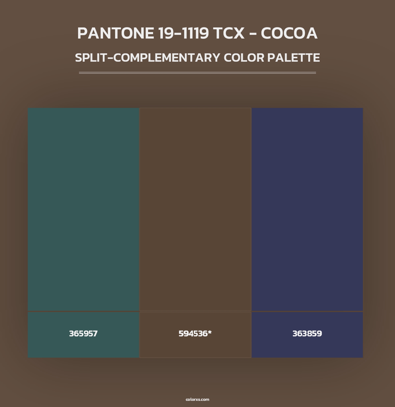 PANTONE 19-1119 TCX - Cocoa - Split-Complementary Color Palette