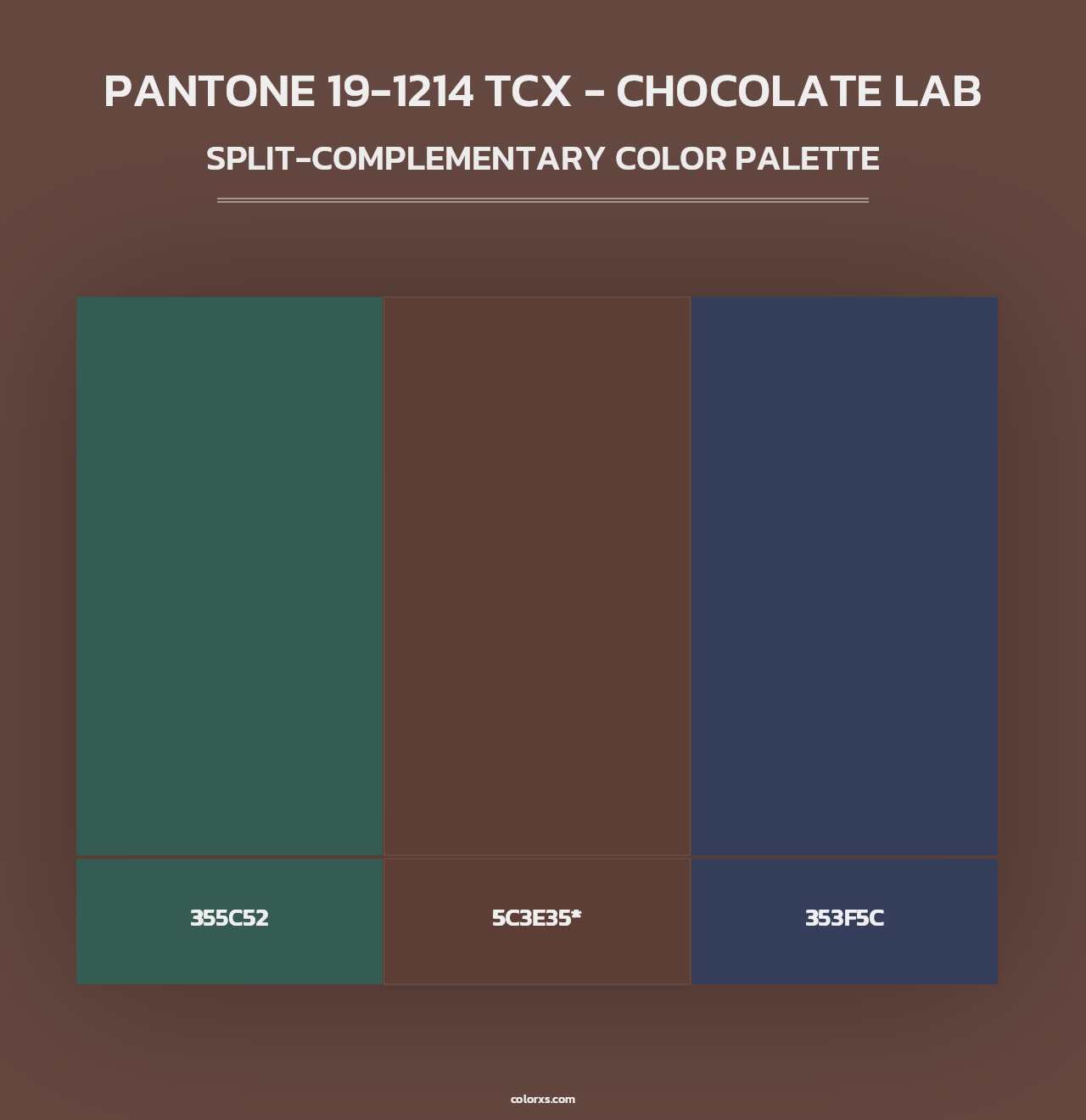 PANTONE 19-1214 TCX - Chocolate Lab - Split-Complementary Color Palette
