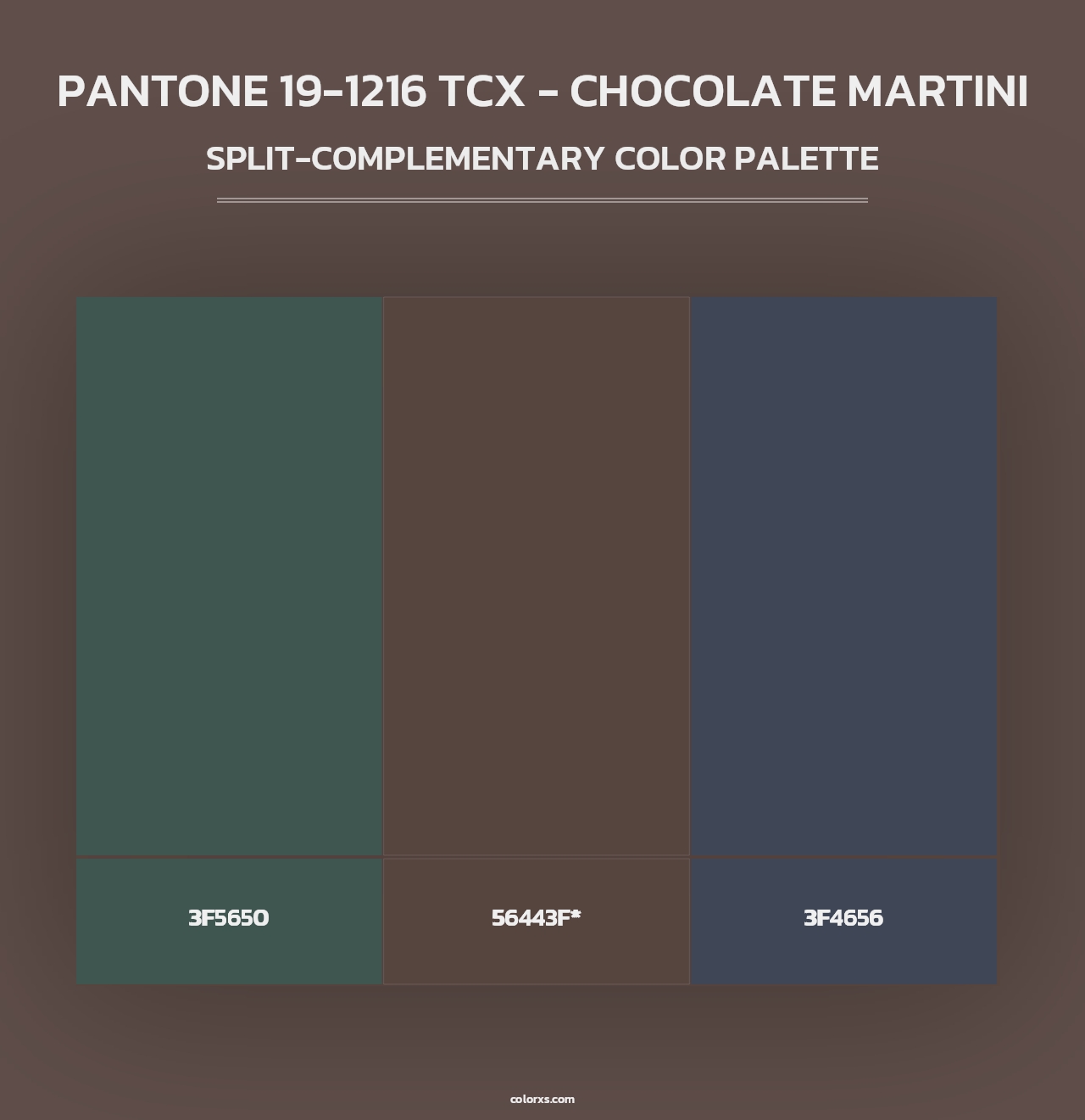PANTONE 19-1216 TCX - Chocolate Martini - Split-Complementary Color Palette