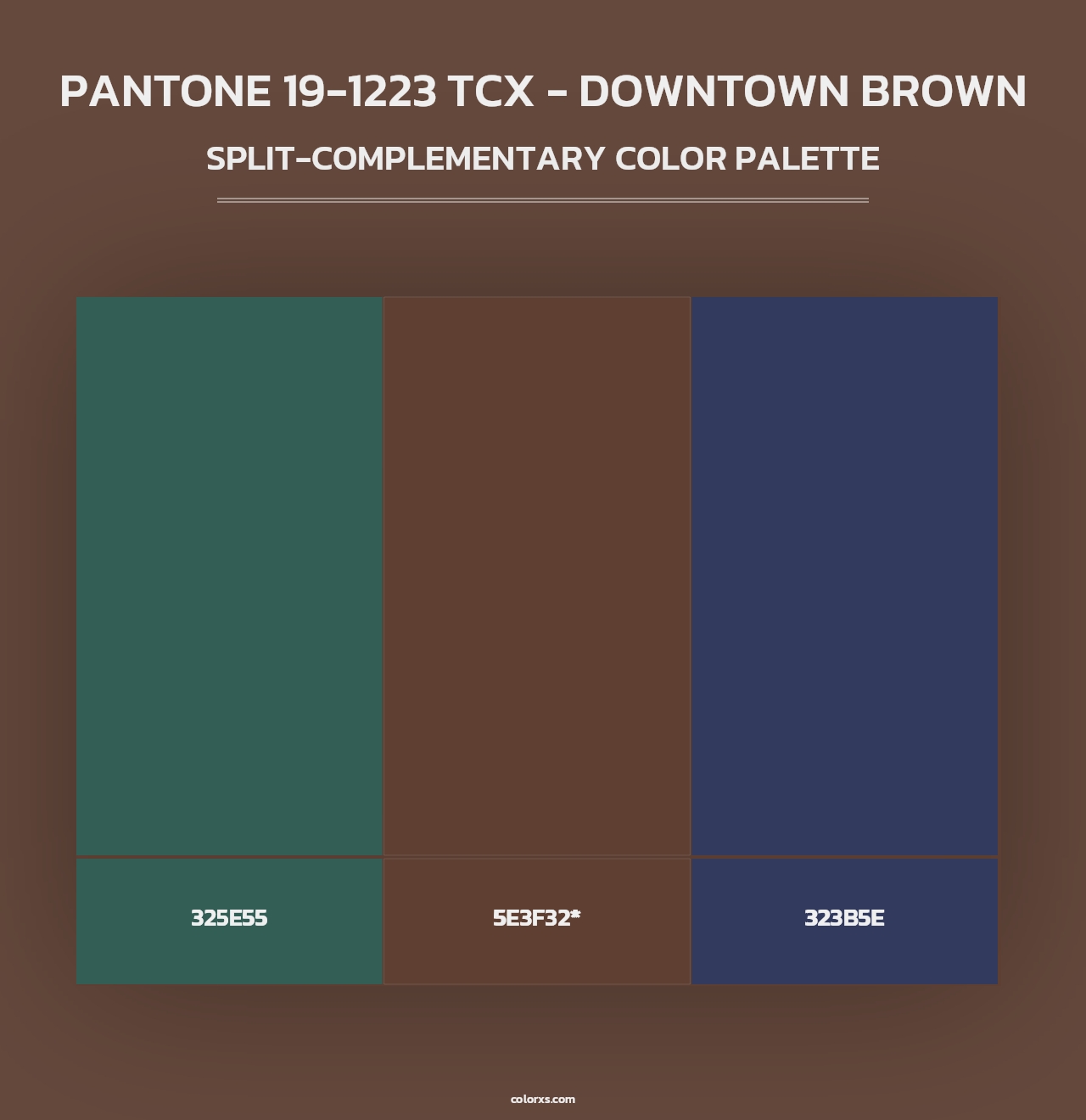 PANTONE 19-1223 TCX - Downtown Brown - Split-Complementary Color Palette