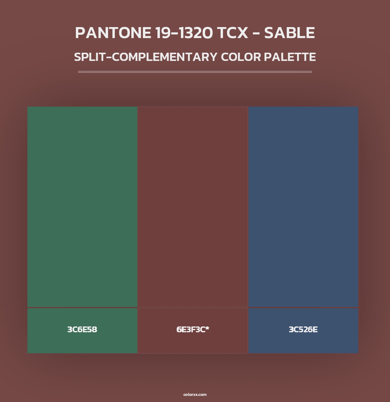PANTONE 19-1320 TCX - Sable - Split-Complementary Color Palette