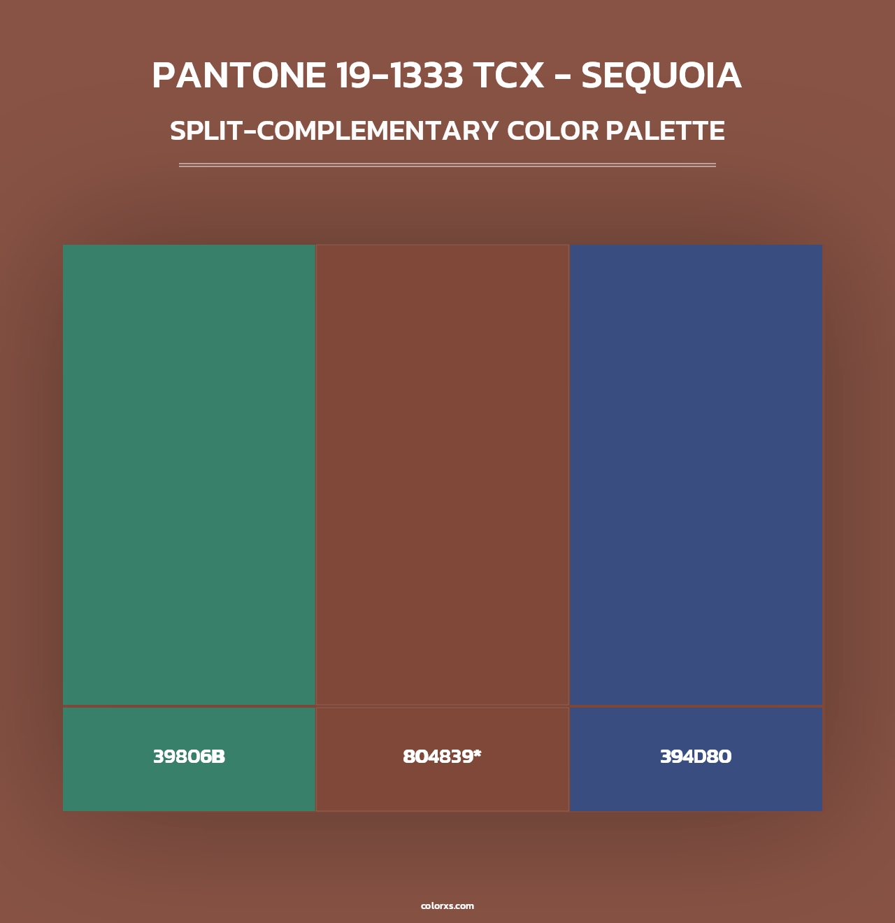 PANTONE 19-1333 TCX - Sequoia - Split-Complementary Color Palette