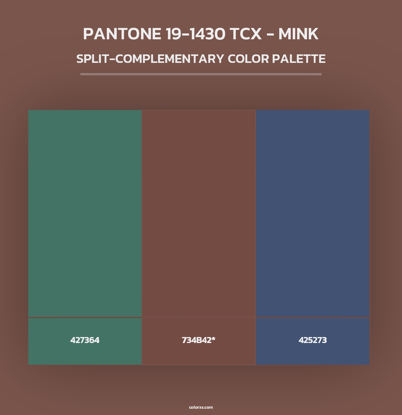 PANTONE 19-1430 TCX - Mink - Split-Complementary Color Palette