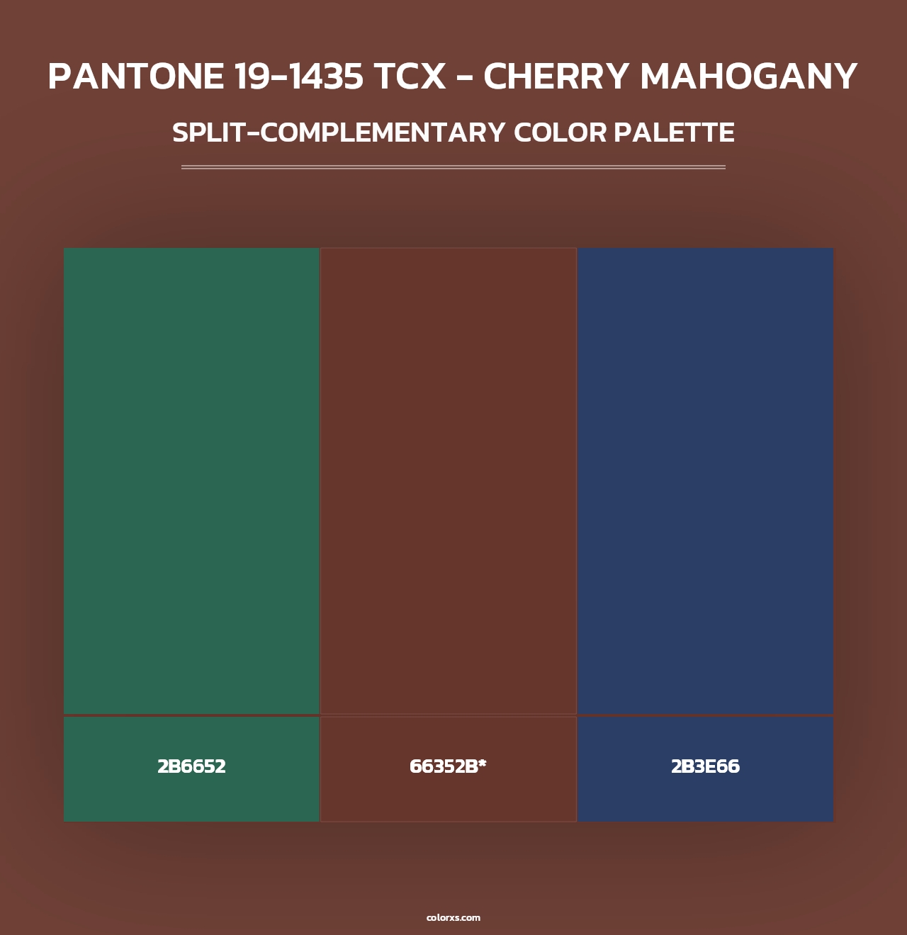 PANTONE 19-1435 TCX - Cherry Mahogany - Split-Complementary Color Palette