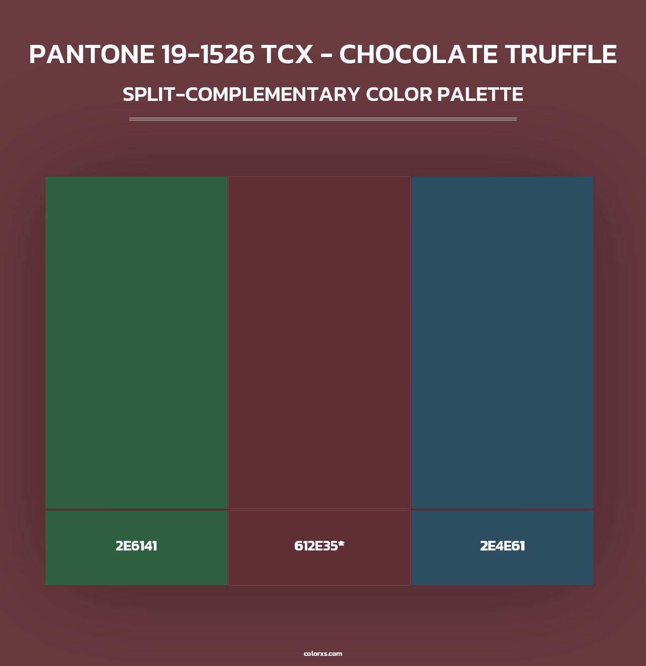 PANTONE 19-1526 TCX - Chocolate Truffle - Split-Complementary Color Palette