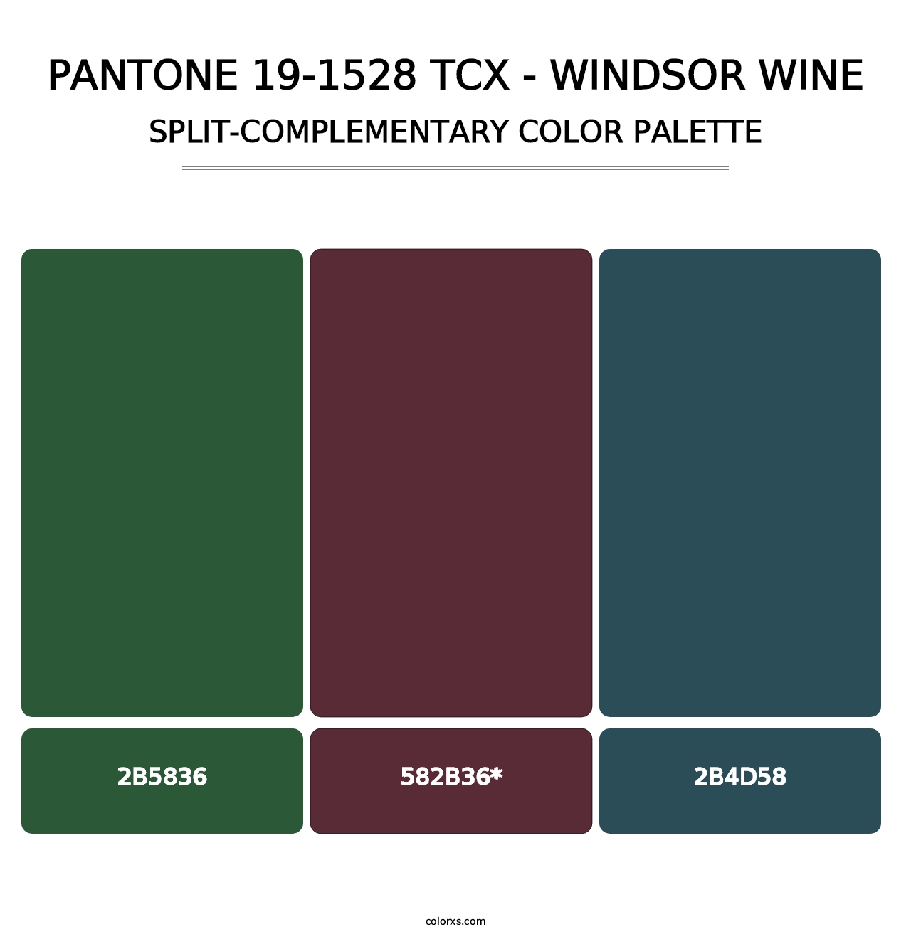 PANTONE 19-1528 TCX - Windsor Wine - Split-Complementary Color Palette