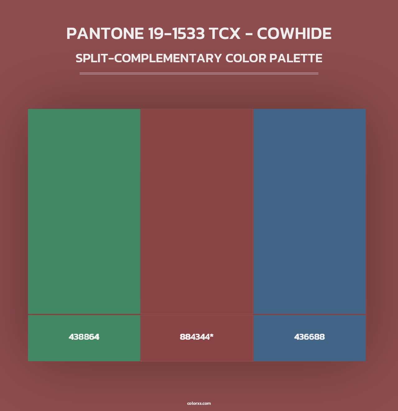 PANTONE 19-1533 TCX - Cowhide - Split-Complementary Color Palette
