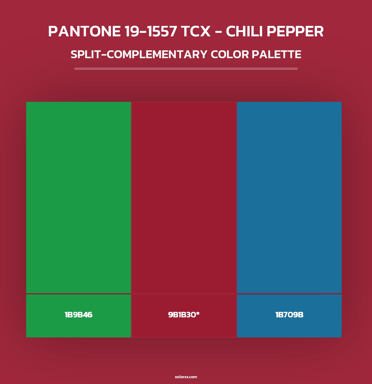 PANTONE 19-1557 TCX - Chili Pepper - Split-Complementary Color Palette