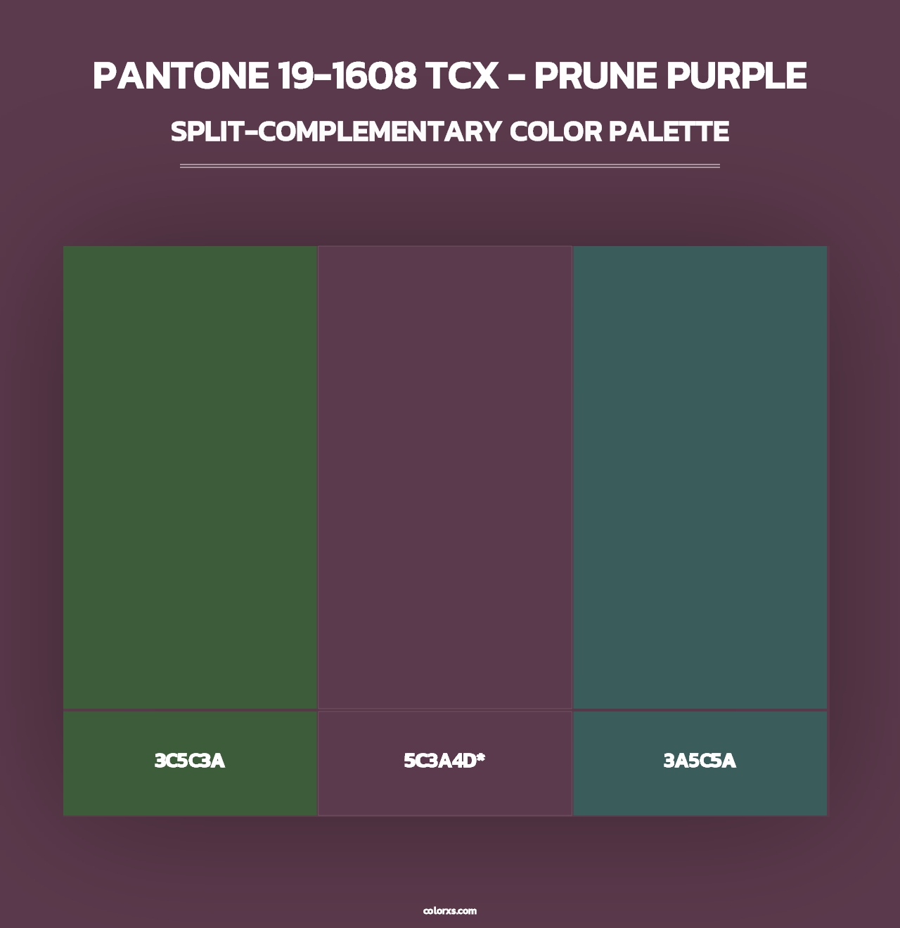 PANTONE 19-1608 TCX - Prune Purple - Split-Complementary Color Palette
