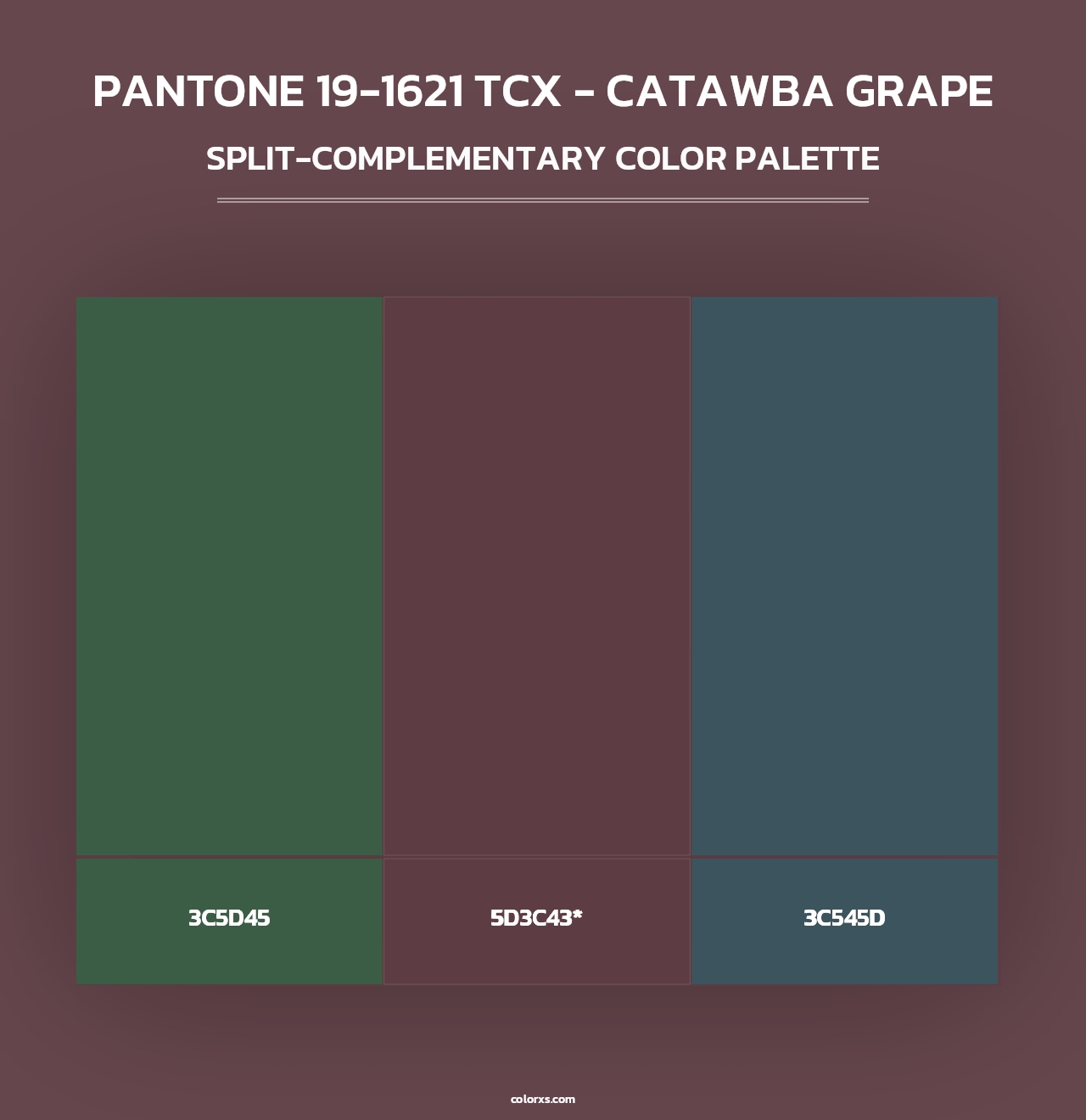 PANTONE 19-1621 TCX - Catawba Grape - Split-Complementary Color Palette