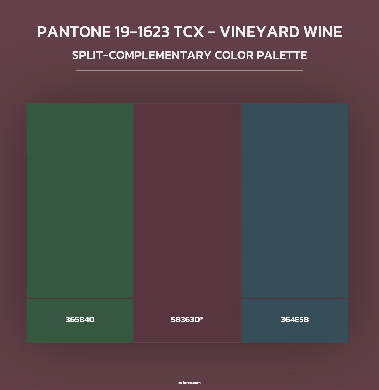 PANTONE 19-1623 TCX - Vineyard Wine - Split-Complementary Color Palette
