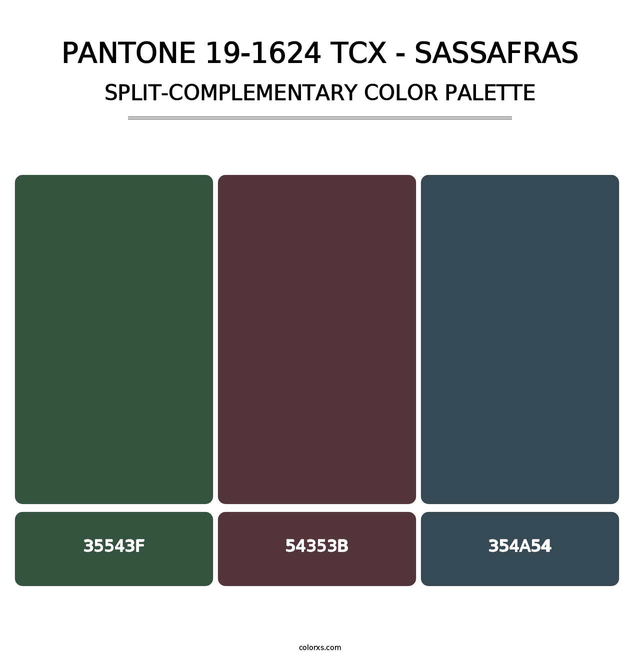 PANTONE 19-1624 TCX - Sassafras - Split-Complementary Color Palette