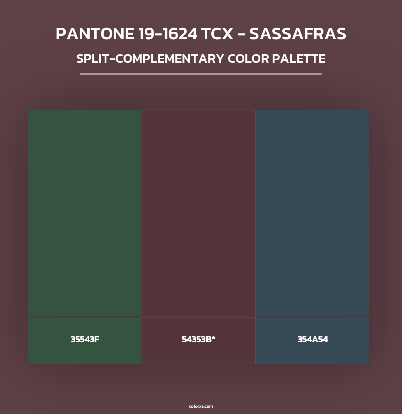 PANTONE 19-1624 TCX - Sassafras - Split-Complementary Color Palette