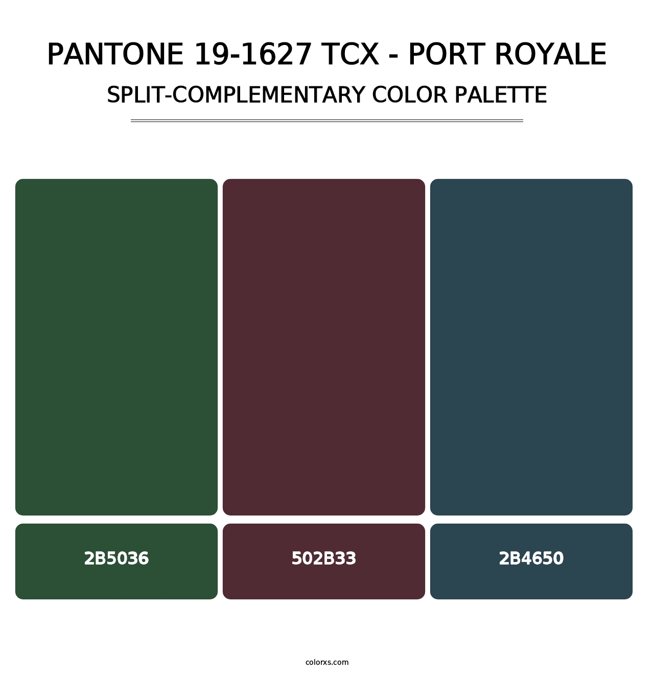 PANTONE 19-1627 TCX - Port Royale - Split-Complementary Color Palette