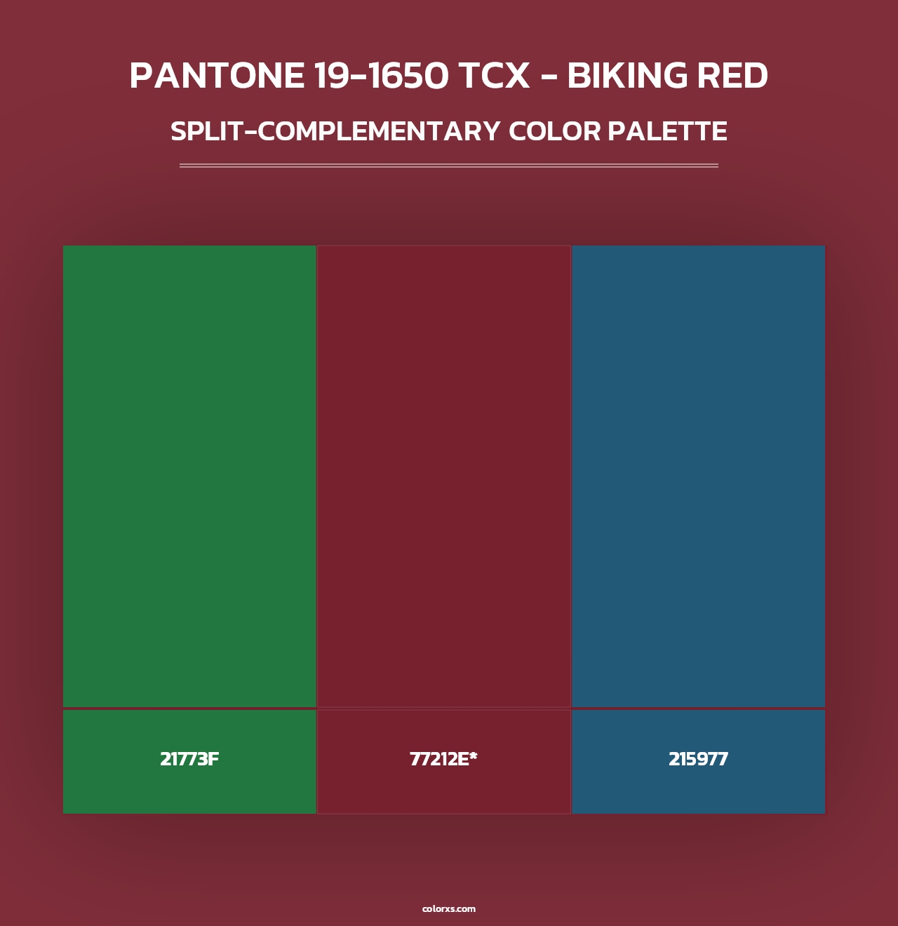 PANTONE 19-1650 TCX - Biking Red - Split-Complementary Color Palette