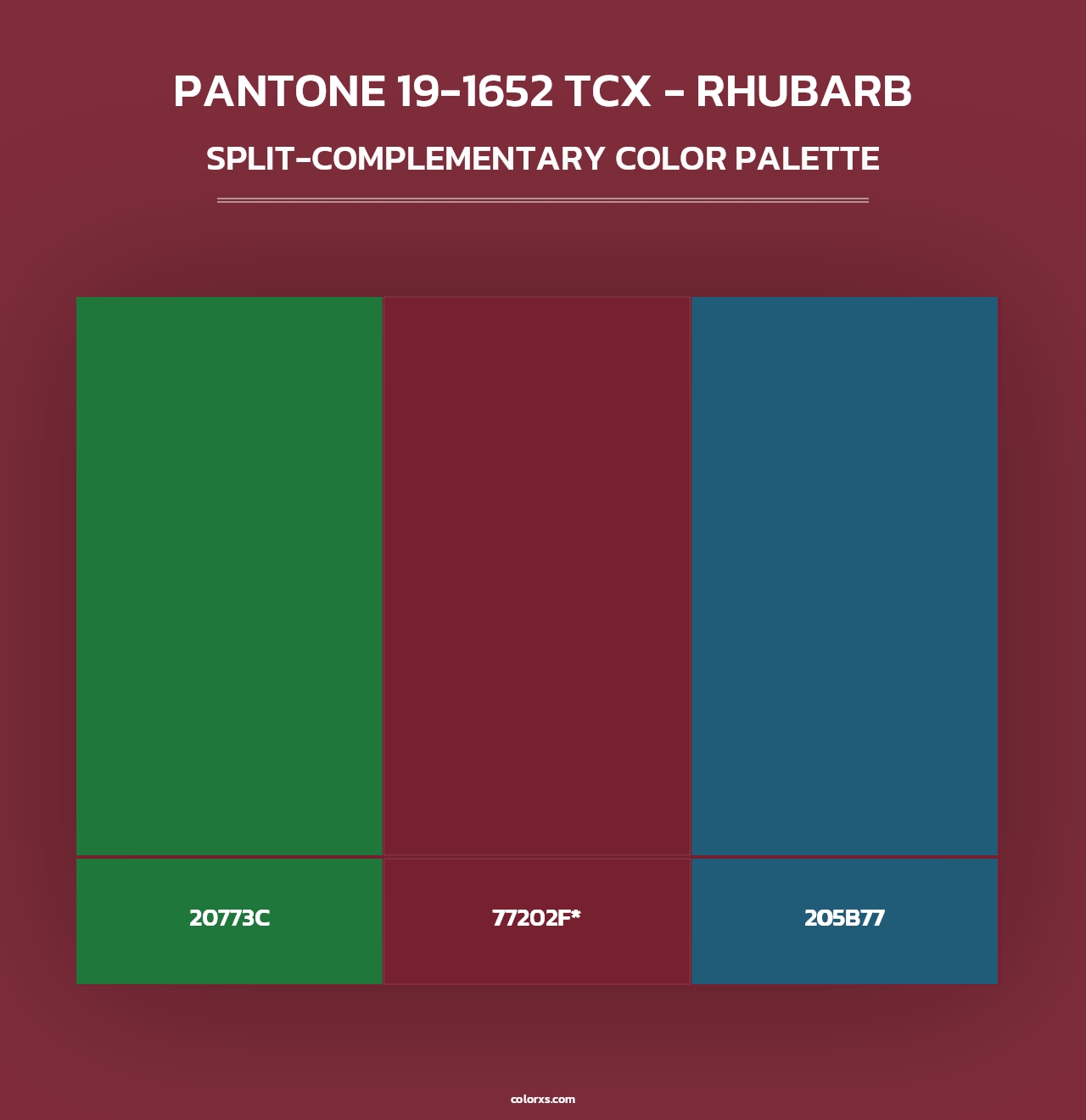 PANTONE 19-1652 TCX - Rhubarb - Split-Complementary Color Palette