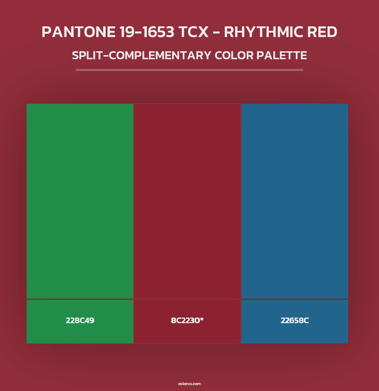 PANTONE 19-1653 TCX - Rhythmic Red - Split-Complementary Color Palette
