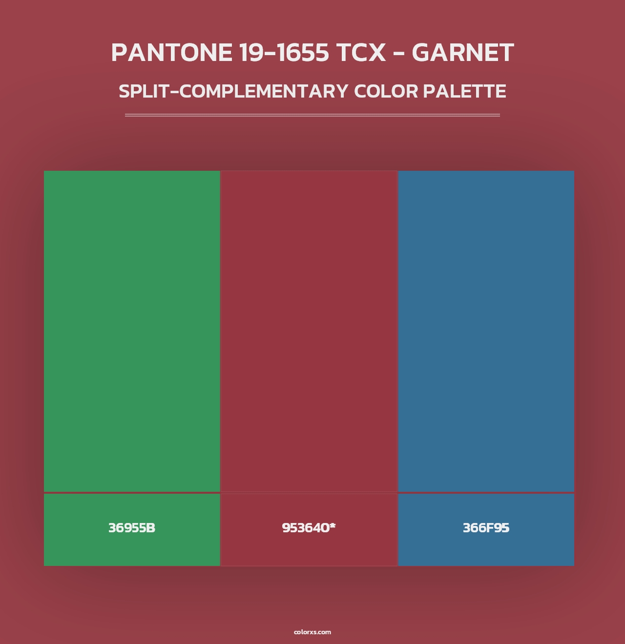 PANTONE 19-1655 TCX - Garnet - Split-Complementary Color Palette