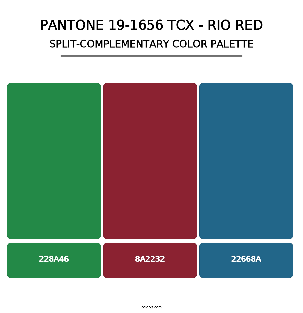 PANTONE 19-1656 TCX - Rio Red - Split-Complementary Color Palette