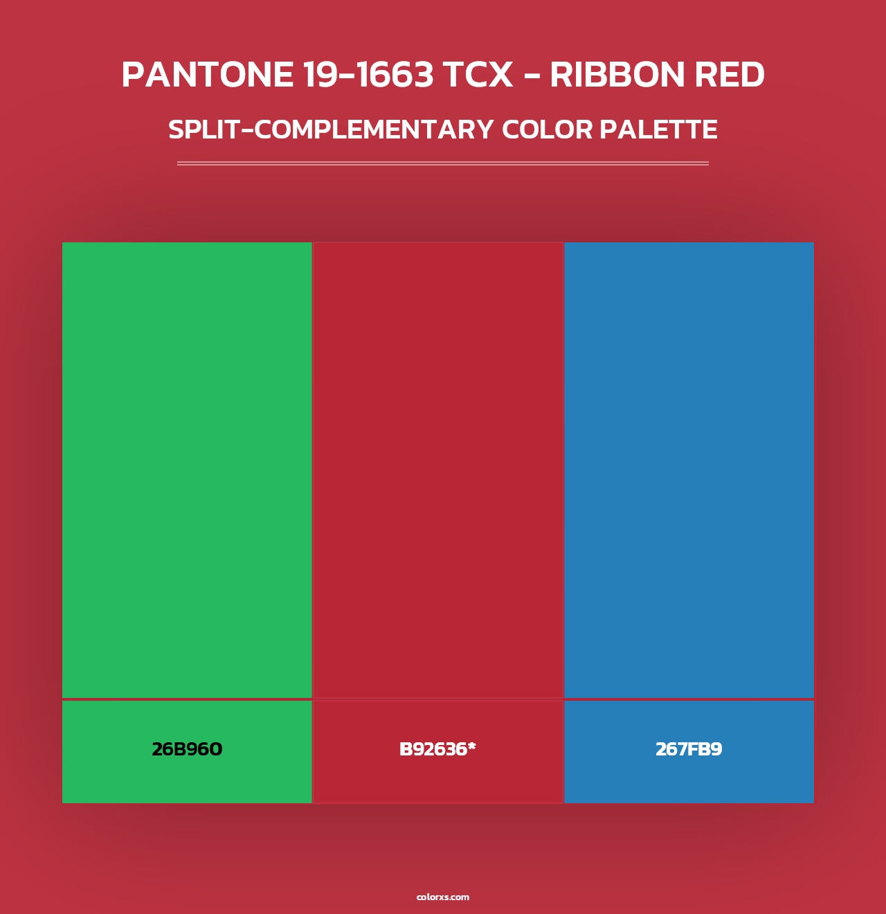 PANTONE 19-1663 TCX - Ribbon Red - Split-Complementary Color Palette