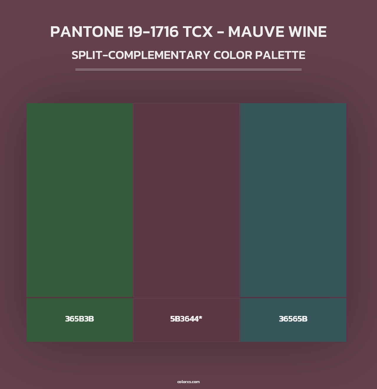 PANTONE 19-1716 TCX - Mauve Wine - Split-Complementary Color Palette
