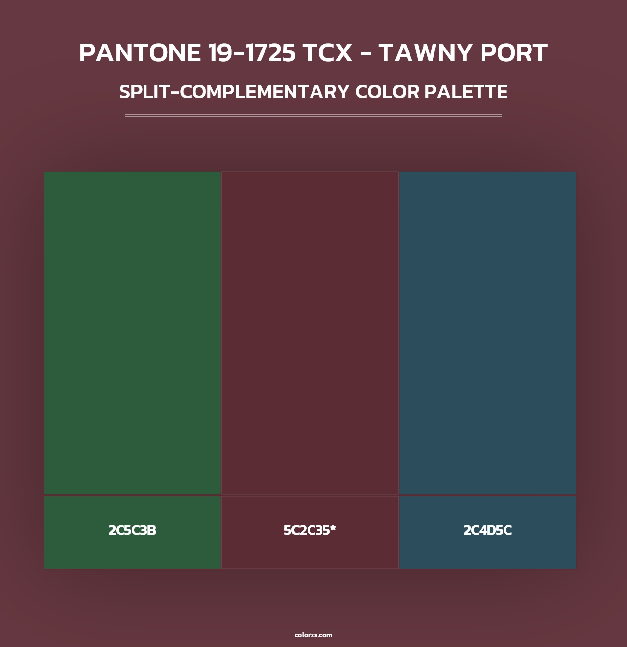 PANTONE 19-1725 TCX - Tawny Port - Split-Complementary Color Palette