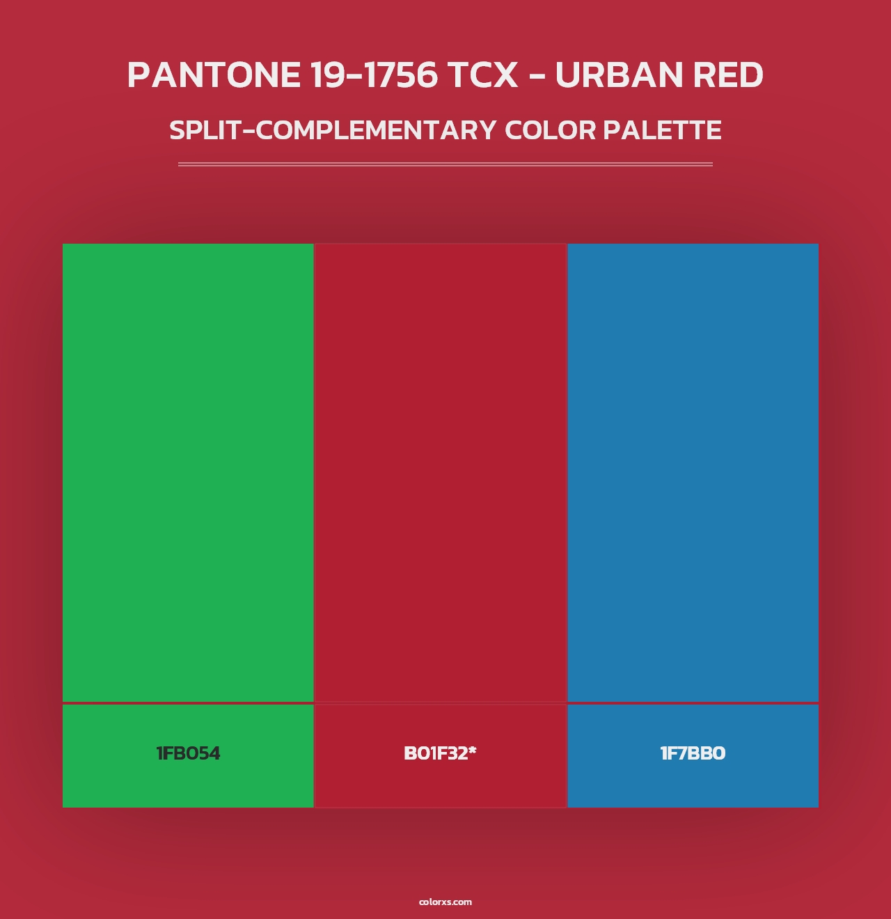 PANTONE 19-1756 TCX - Urban Red - Split-Complementary Color Palette