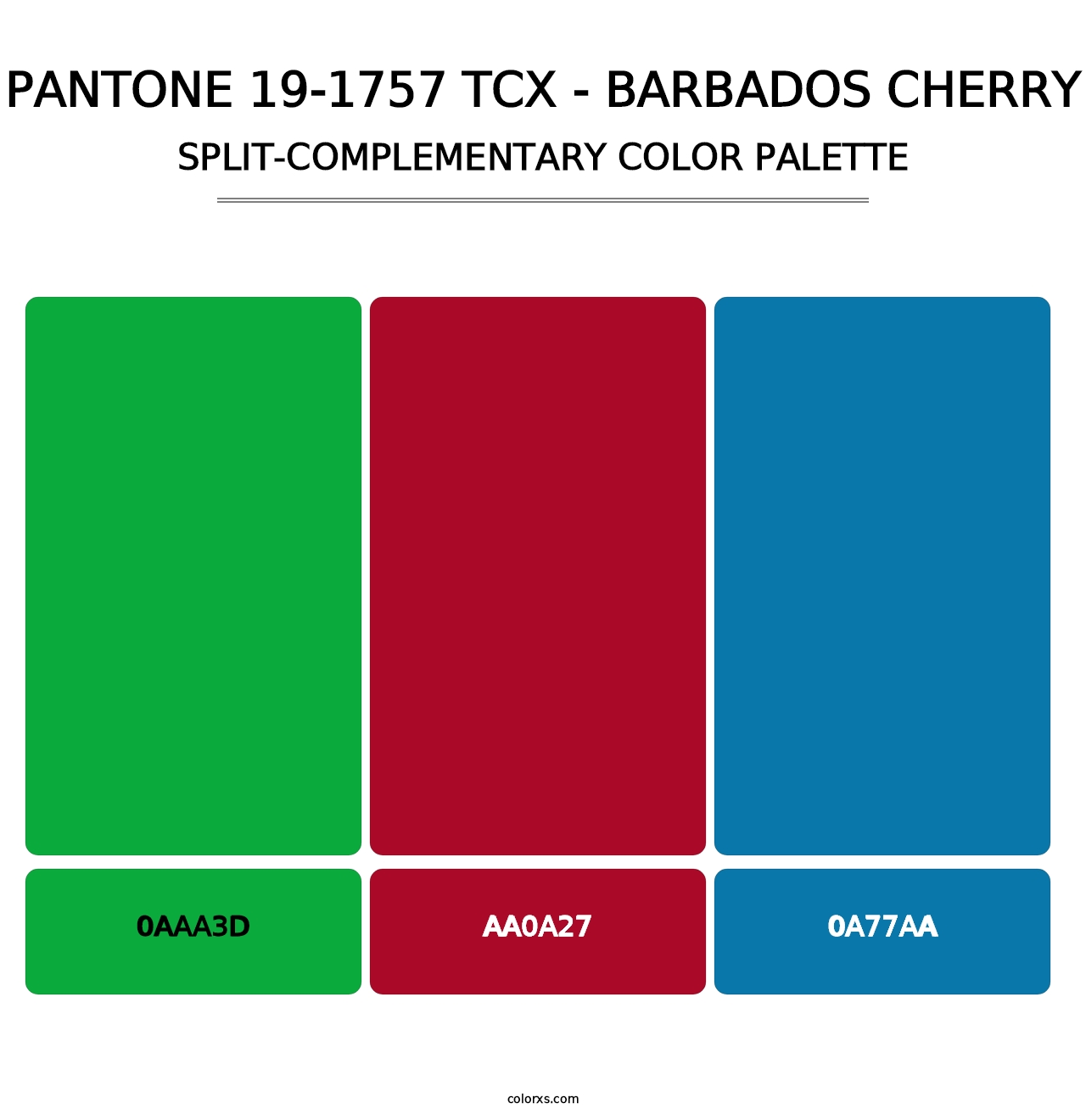PANTONE 19-1757 TCX - Barbados Cherry - Split-Complementary Color Palette