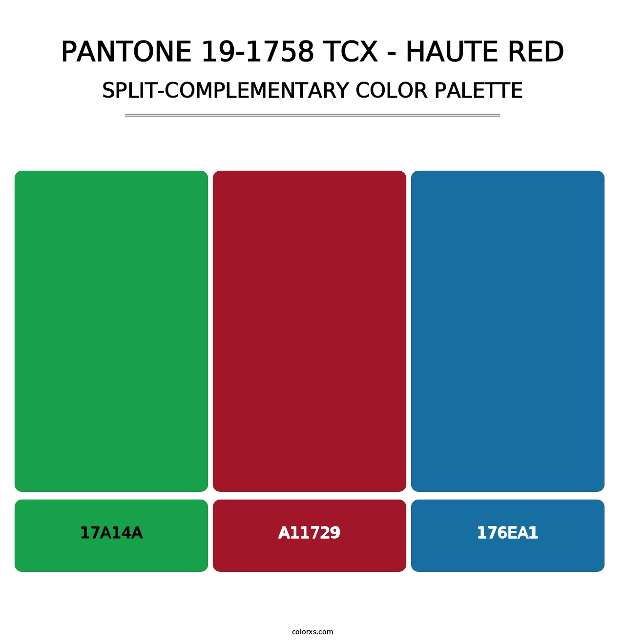 PANTONE 19-1758 TCX - Haute Red - Split-Complementary Color Palette
