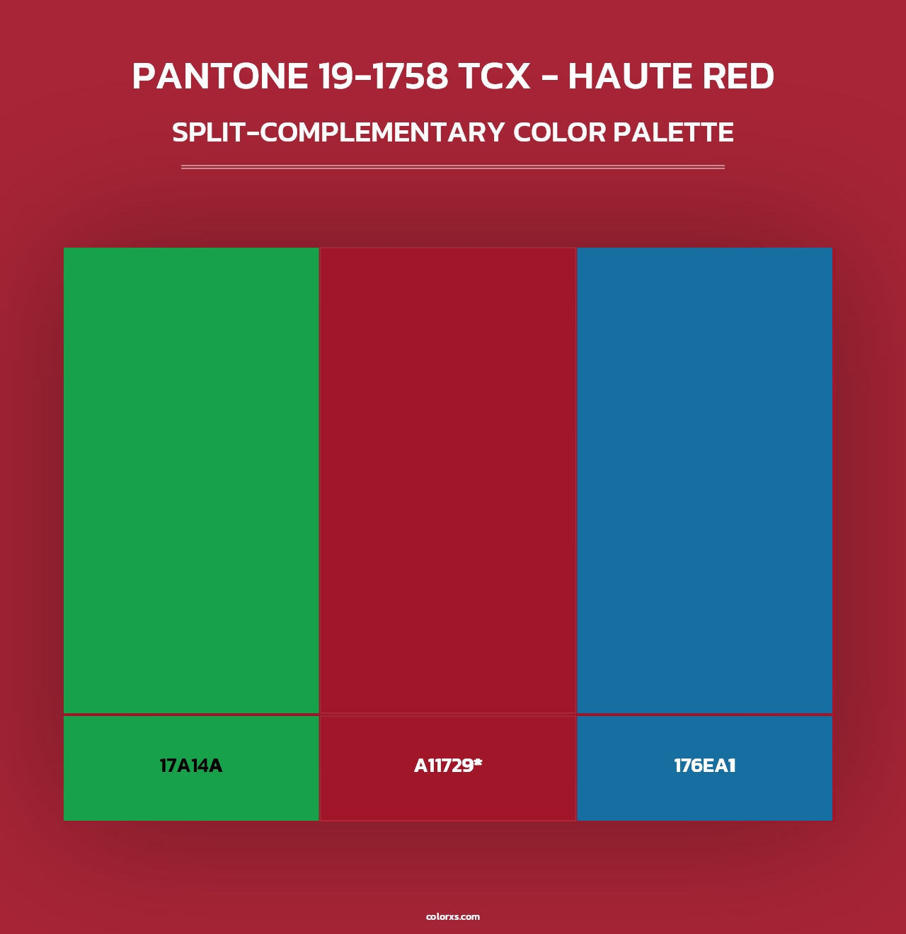 PANTONE 19-1758 TCX - Haute Red - Split-Complementary Color Palette