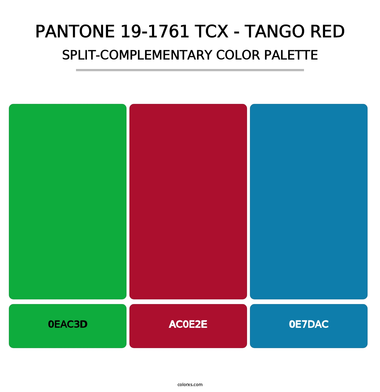 PANTONE 19-1761 TCX - Tango Red - Split-Complementary Color Palette