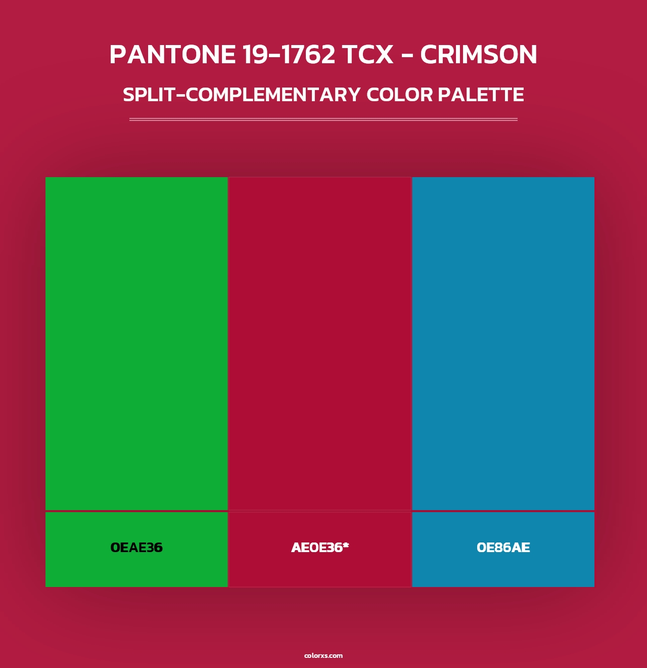 PANTONE 19-1762 TCX - Crimson - Split-Complementary Color Palette
