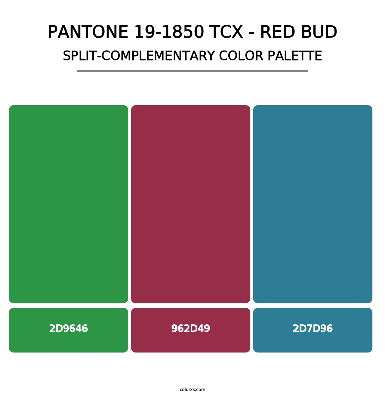 PANTONE 19-1850 TCX - Red Bud - Split-Complementary Color Palette