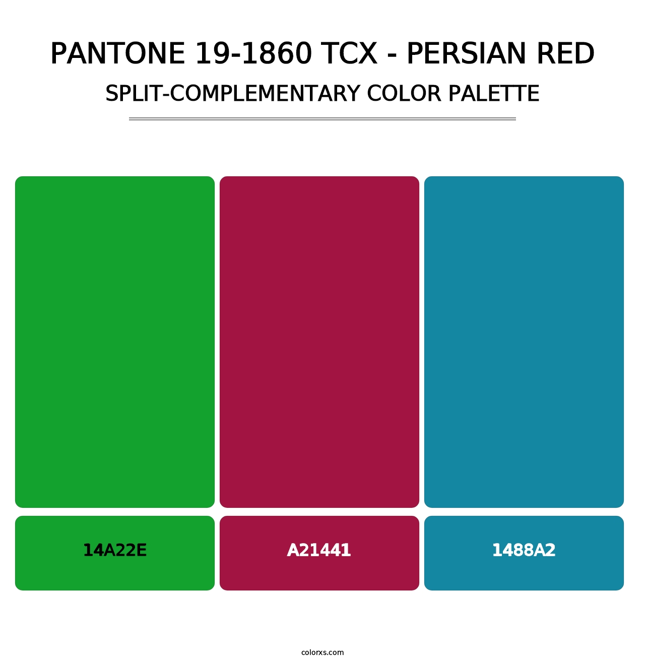 PANTONE 19-1860 TCX - Persian Red - Split-Complementary Color Palette