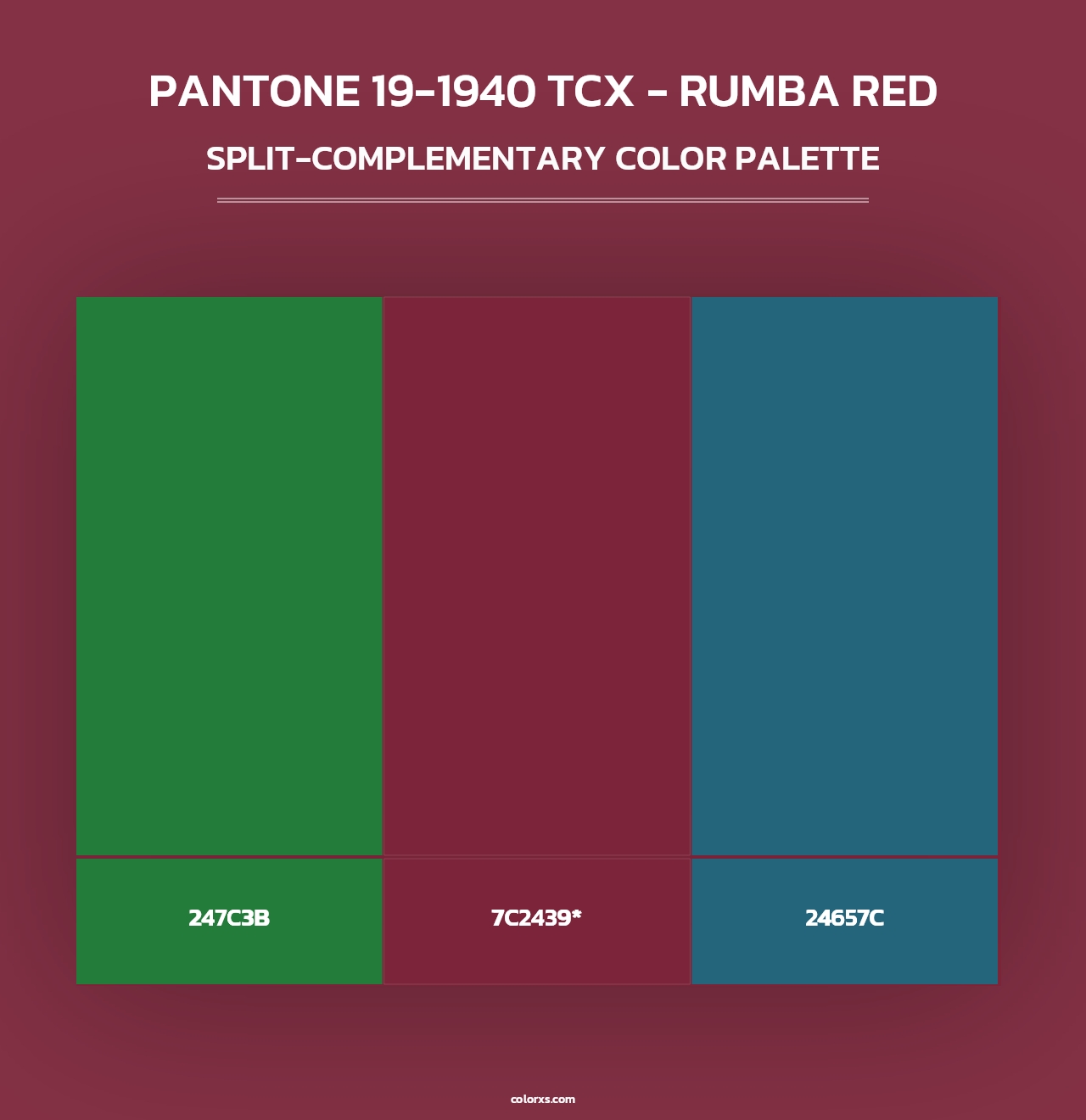 PANTONE 19-1940 TCX - Rumba Red - Split-Complementary Color Palette