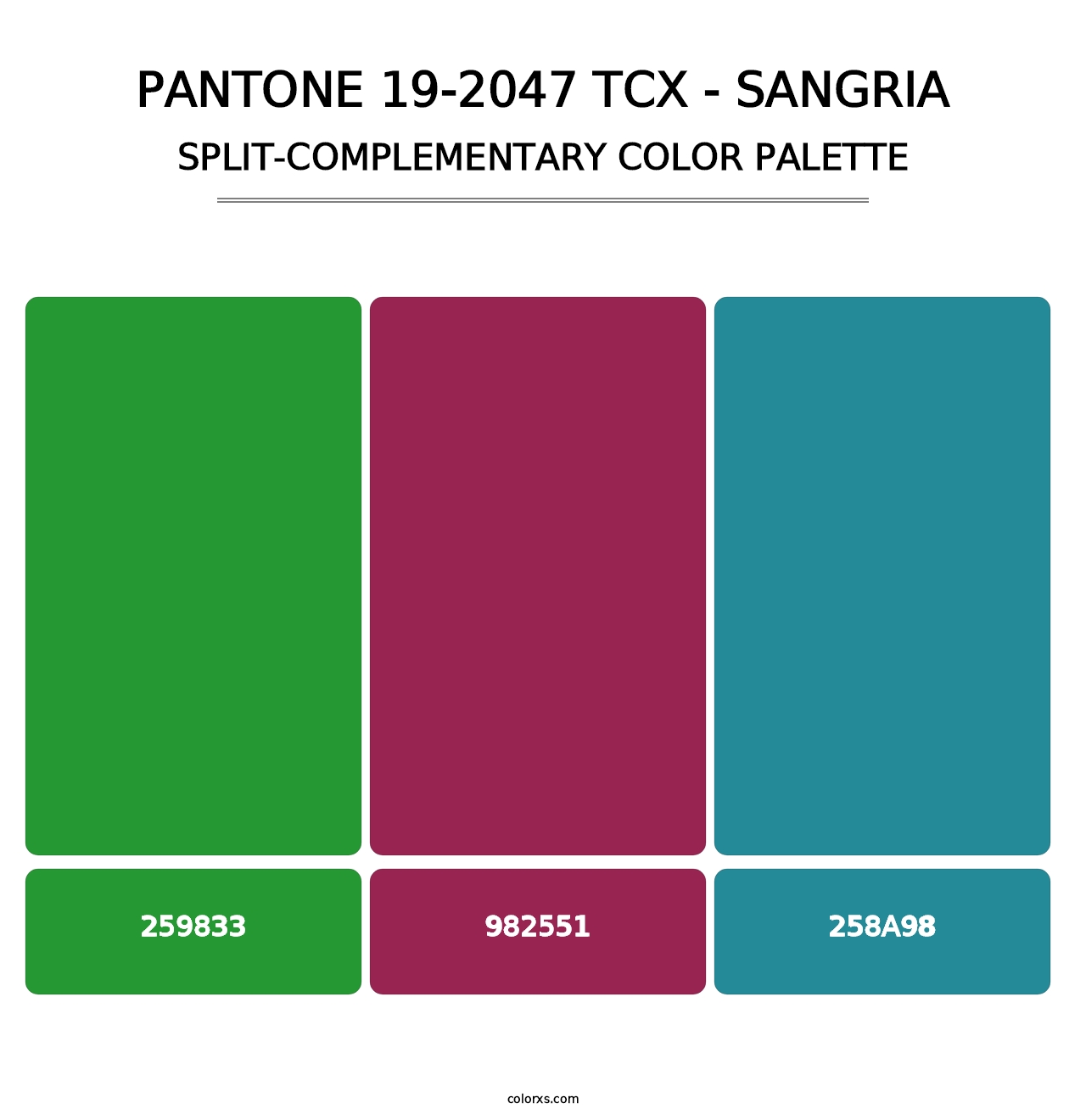 PANTONE 19-2047 TCX - Sangria - Split-Complementary Color Palette