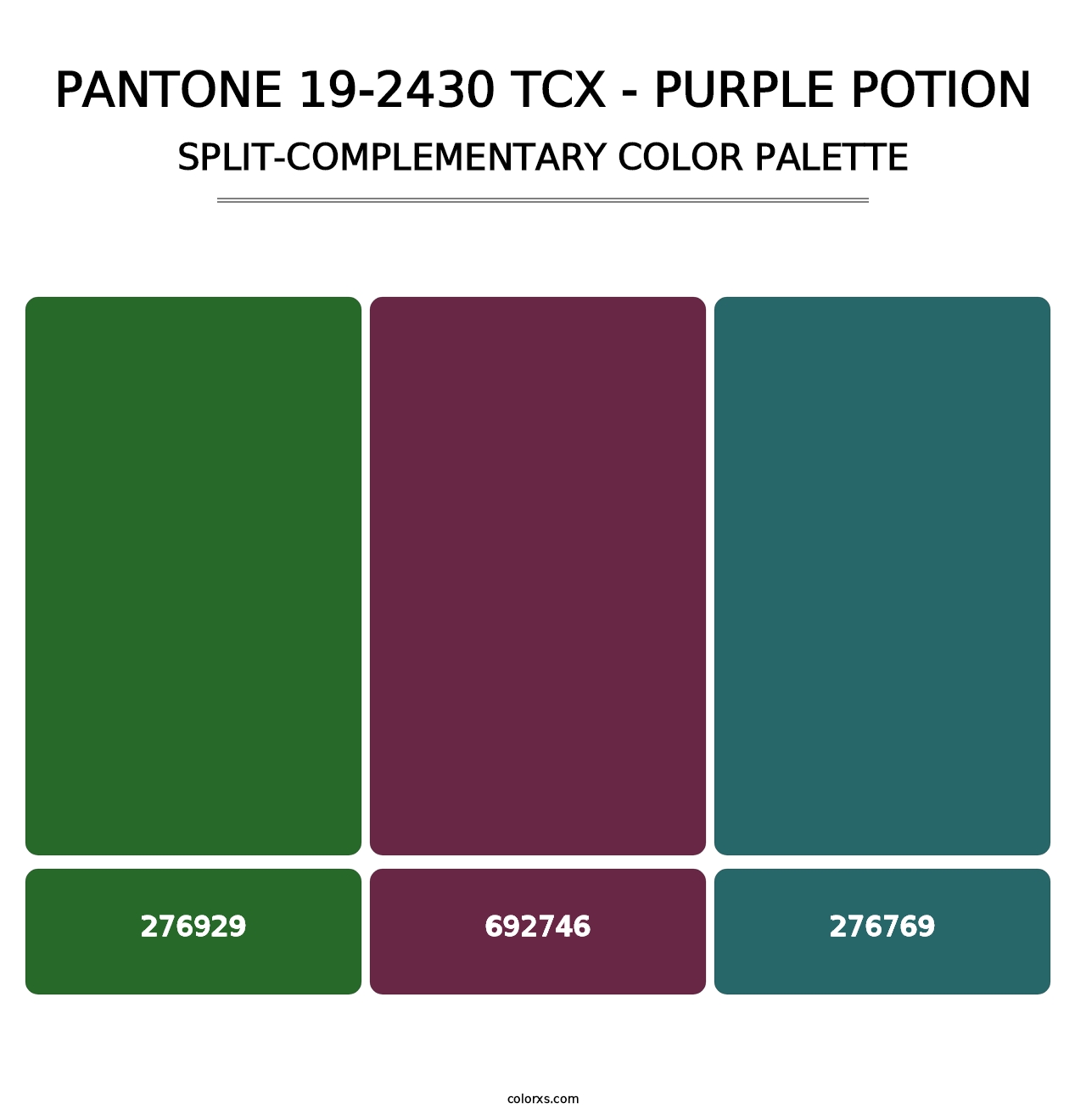PANTONE 19-2430 TCX - Purple Potion - Split-Complementary Color Palette