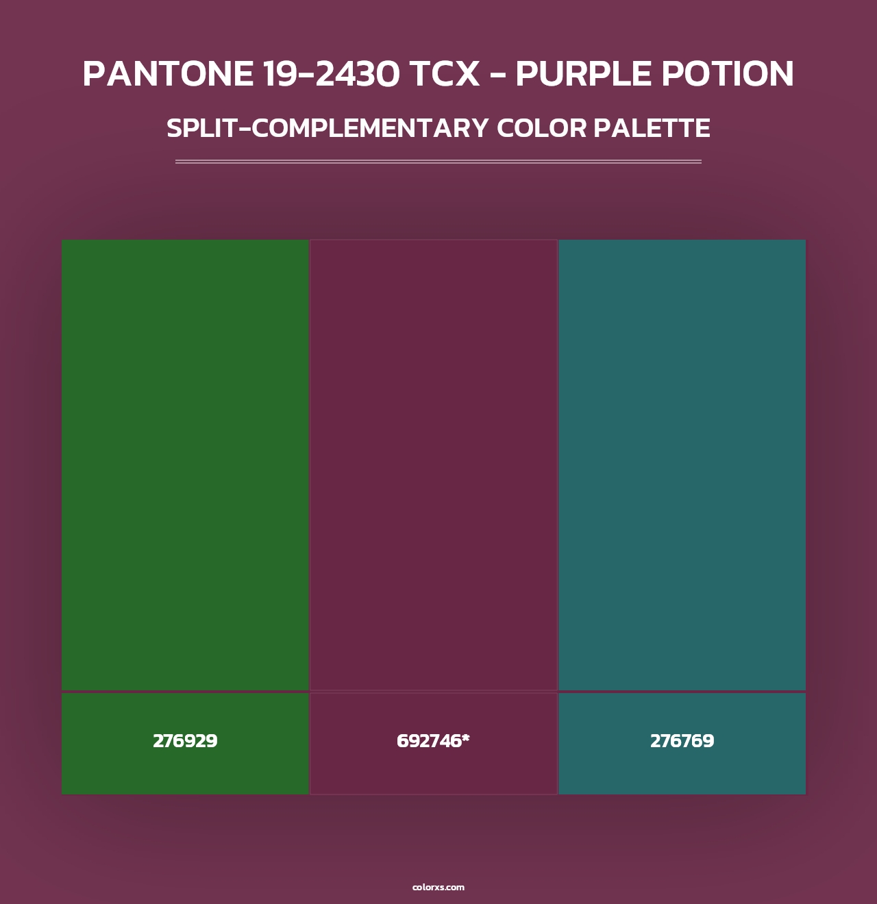 PANTONE 19-2430 TCX - Purple Potion - Split-Complementary Color Palette
