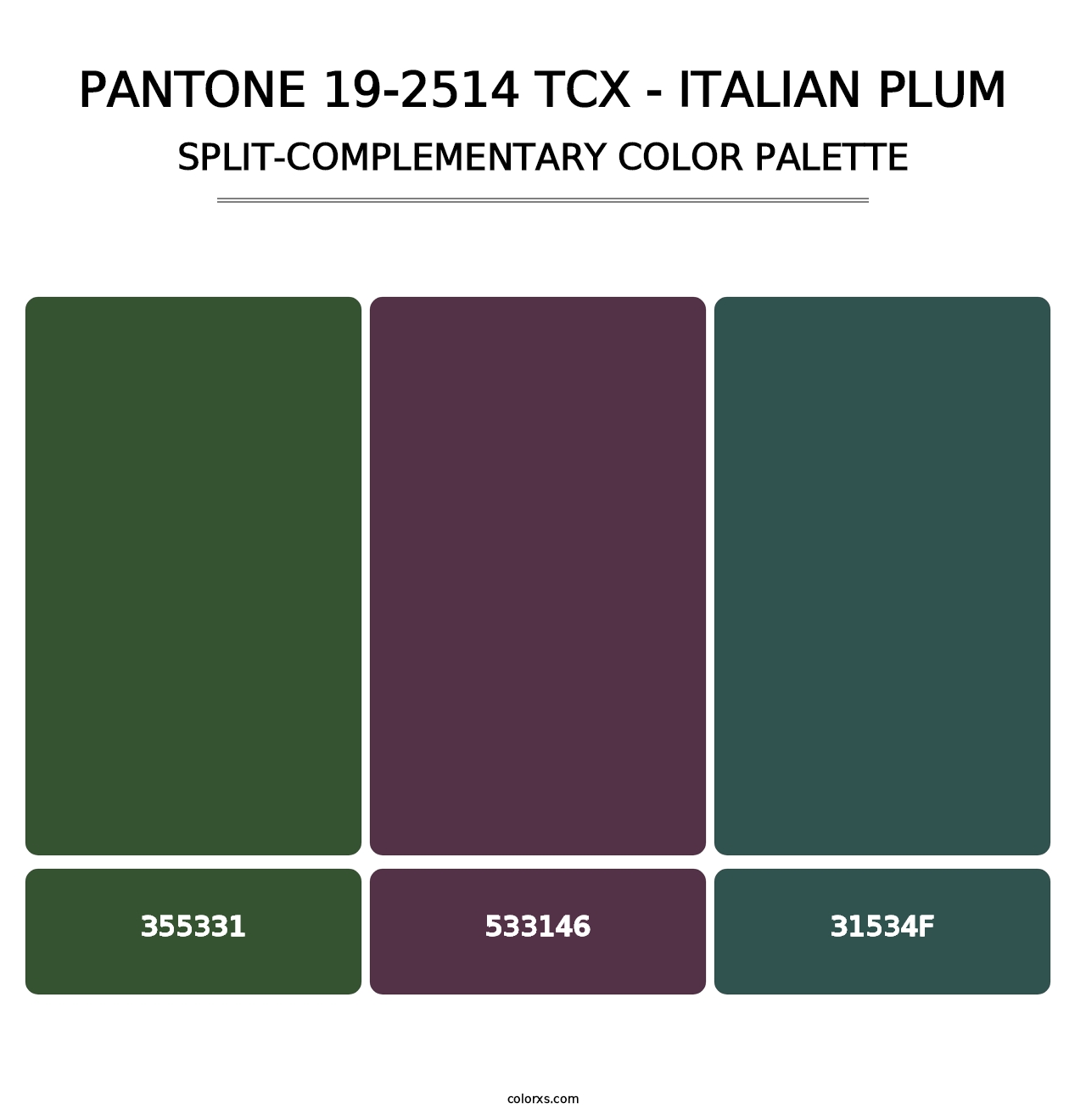 PANTONE 19-2514 TCX - Italian Plum - Split-Complementary Color Palette