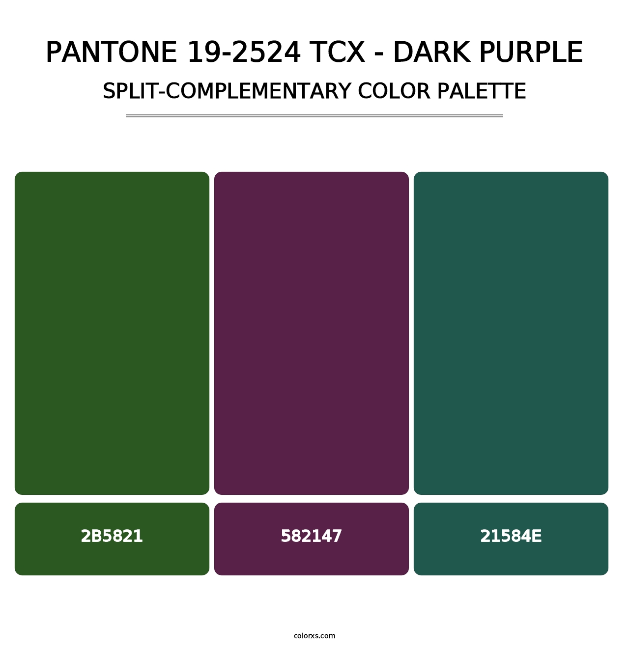 PANTONE 19-2524 TCX - Dark Purple - Split-Complementary Color Palette