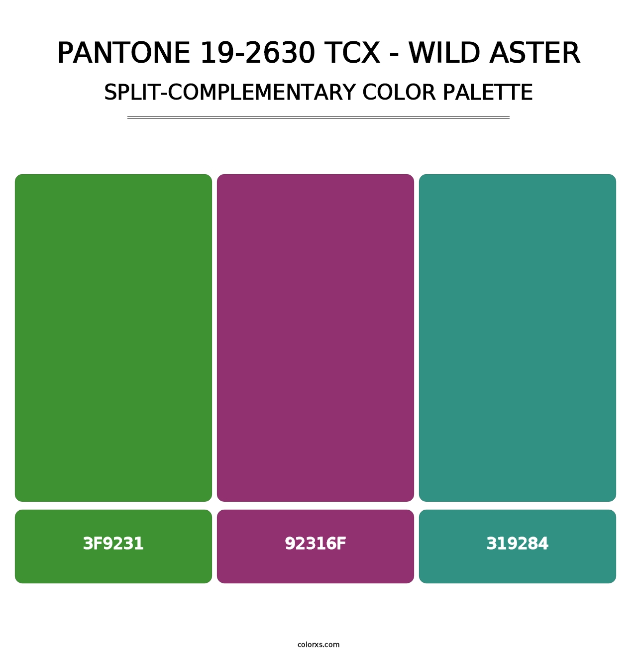 PANTONE 19-2630 TCX - Wild Aster - Split-Complementary Color Palette
