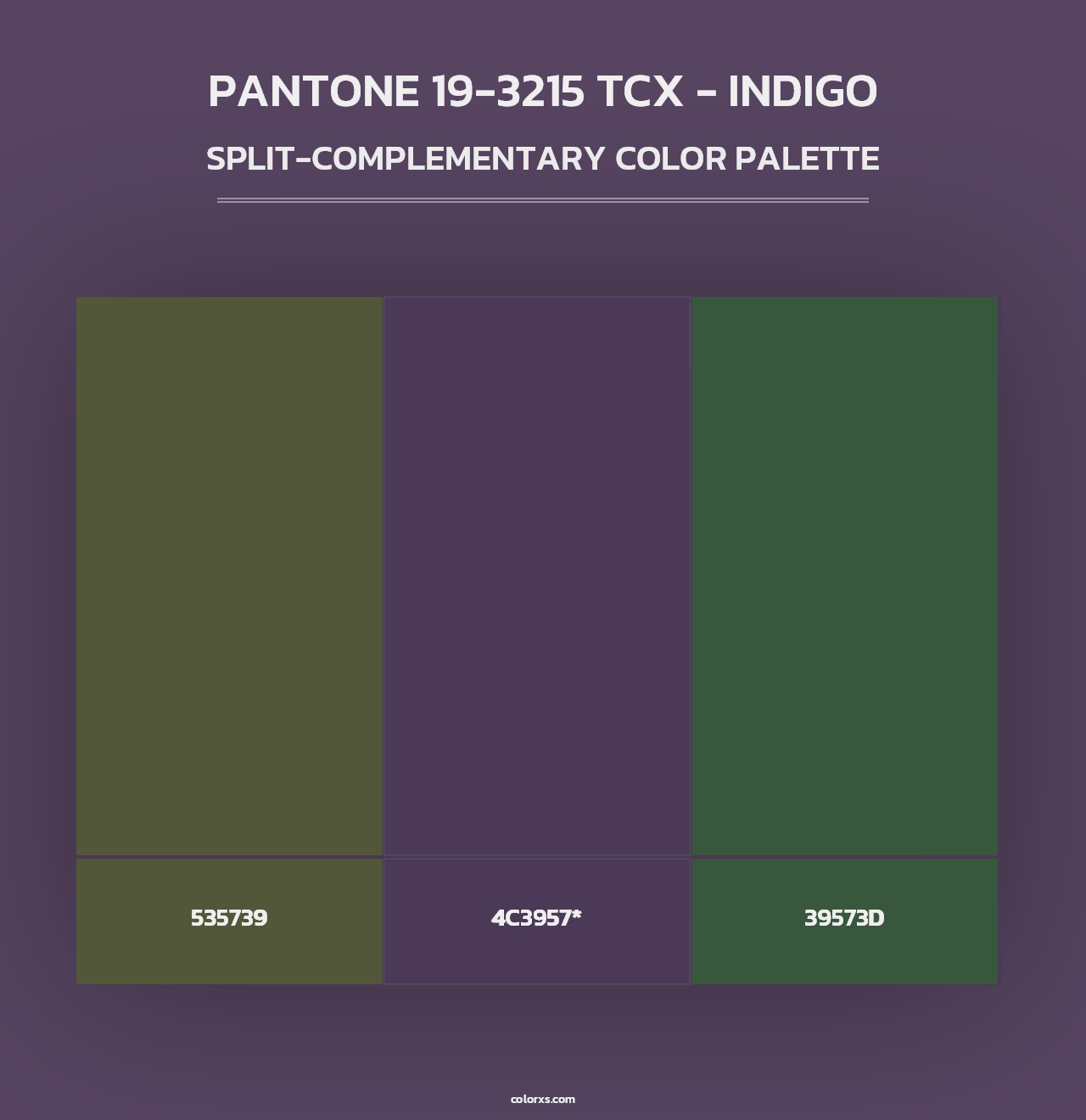 PANTONE 19-3215 TCX - Indigo - Split-Complementary Color Palette