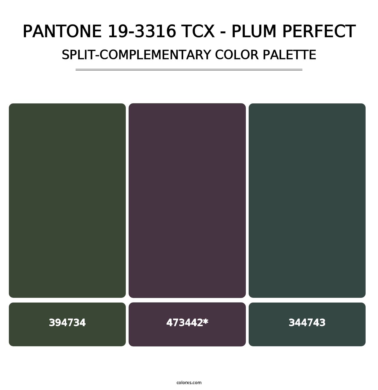 PANTONE 19-3316 TCX - Plum Perfect - Split-Complementary Color Palette