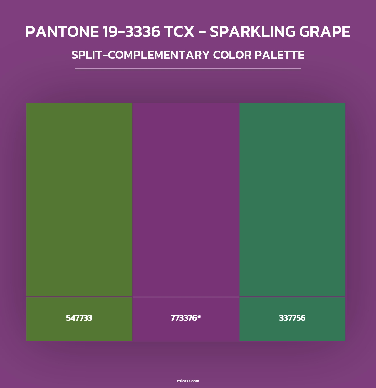 PANTONE 19-3336 TCX - Sparkling Grape - Split-Complementary Color Palette