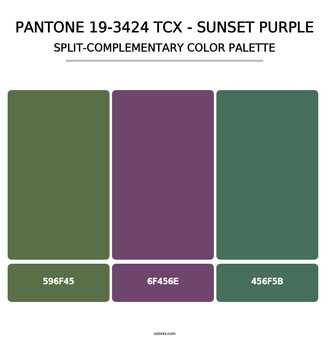 PANTONE 19-3424 TCX - Sunset Purple - Split-Complementary Color Palette