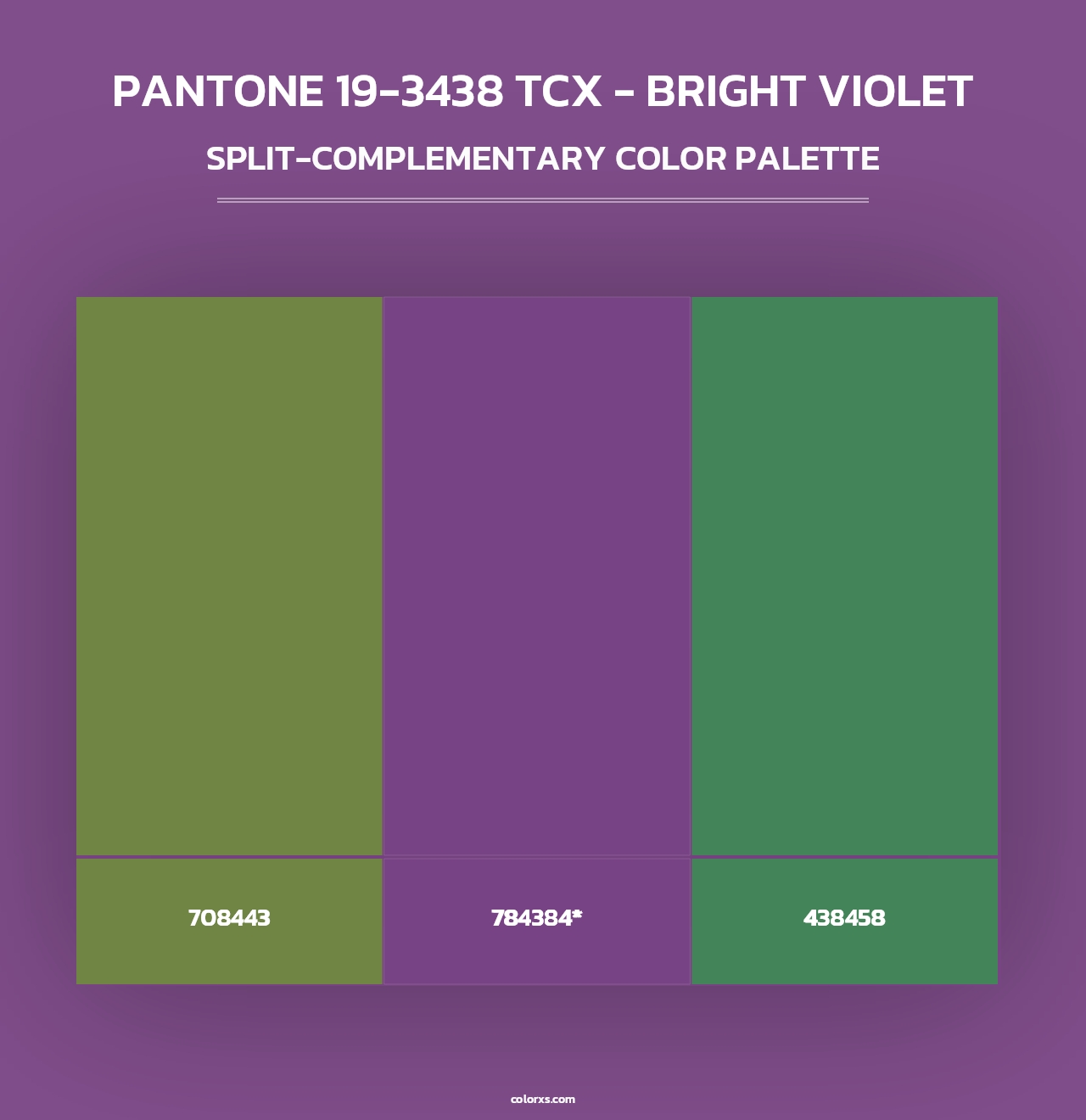 PANTONE 19-3438 TCX - Bright Violet - Split-Complementary Color Palette