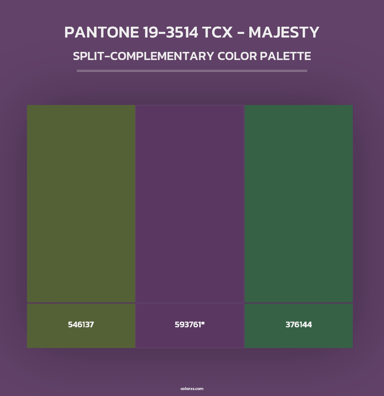 PANTONE 19-3514 TCX - Majesty - Split-Complementary Color Palette